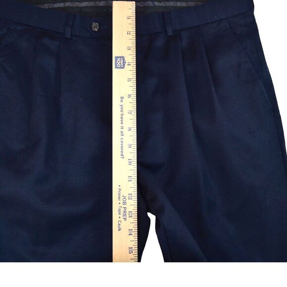 Ralph Lauren Men's 100% Wool Pants Navy 34x32 Cuffed Hem GUC *Minor Flaw* - Picture 4 of 9
